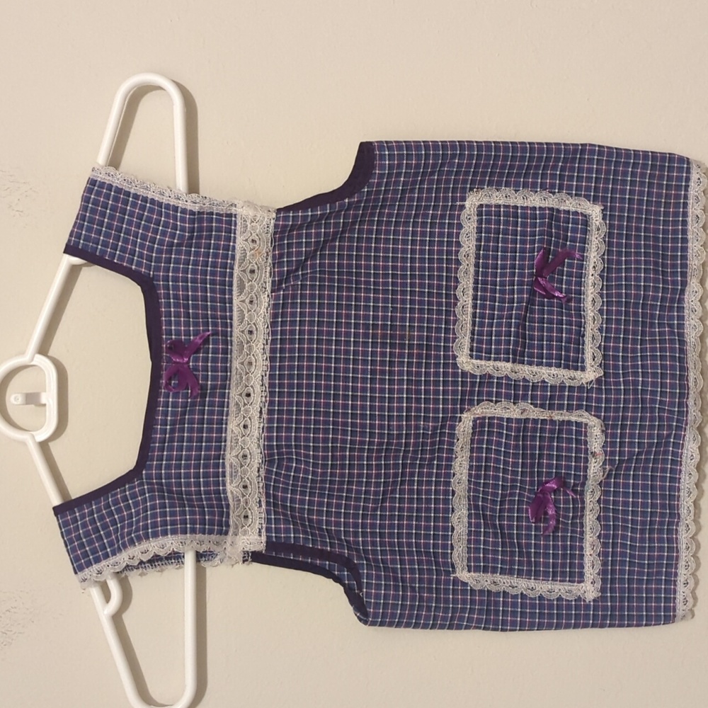 Kids white lace apron blue white and purple